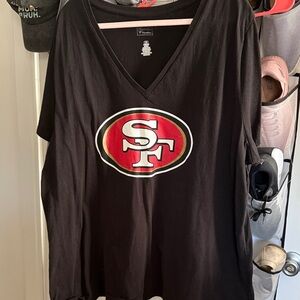 Black V-Neck T-Shirt with SF Logo